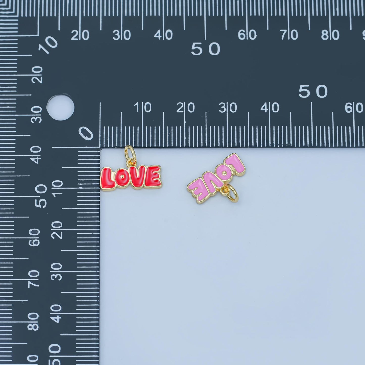 Dainty red pink Love charm enamel Words charm bracelet necklace pendant earring component supply N-087