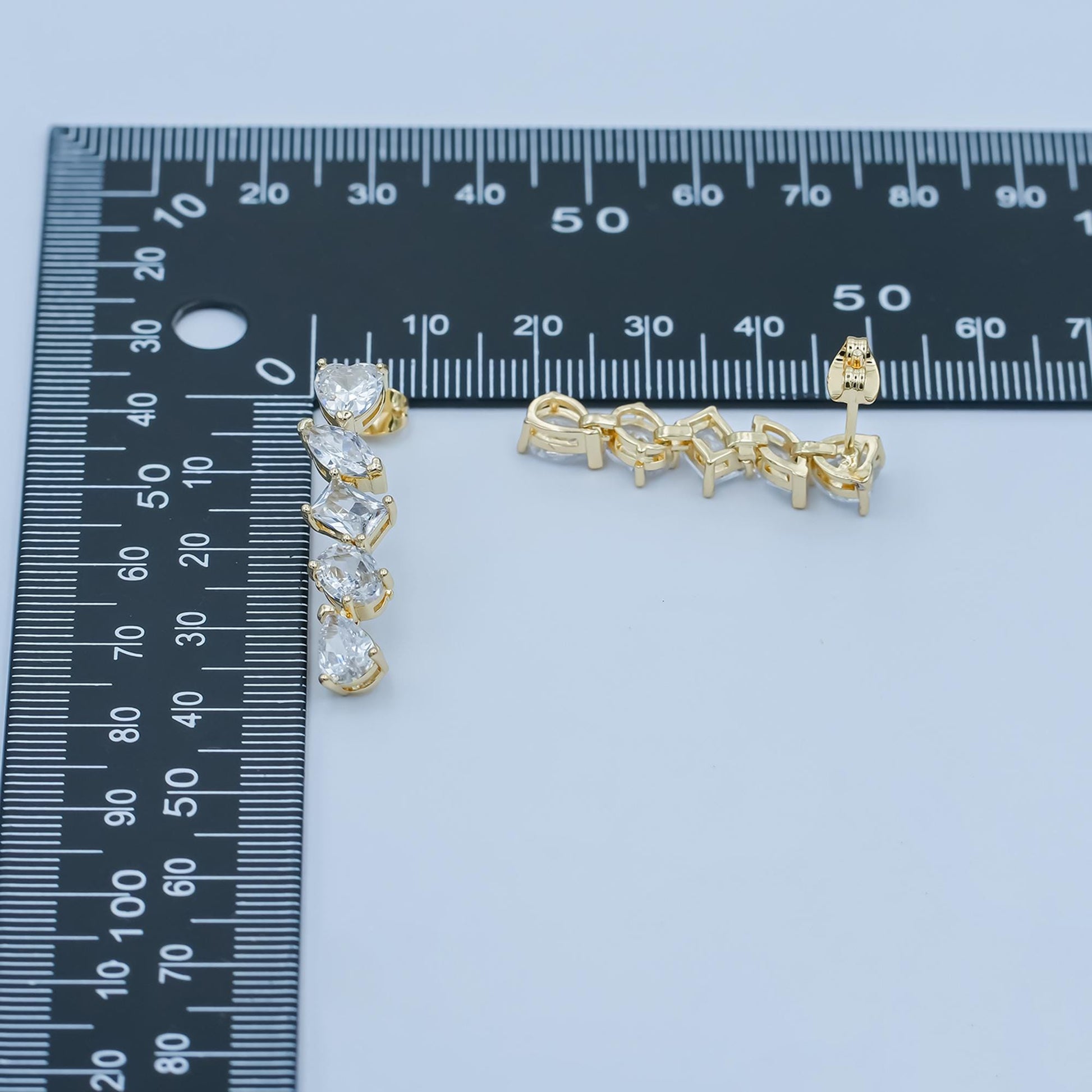 1 pair Mix Shaper CZ Clear stud with Closed link gold filled earring Post for minimalist earring making post, jewelry making supply AD1208