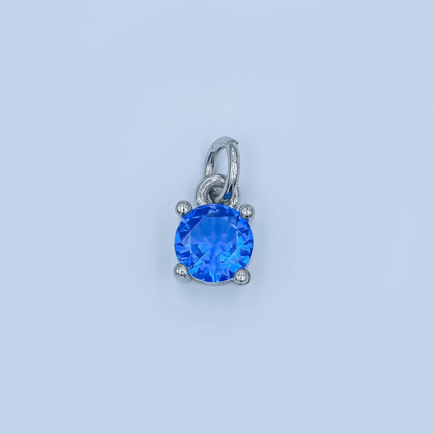 Blue cubic zirconia 24k gold Fill pendant, solitaire cz charm for easy self-making jewelry dangle pendant necklace N093