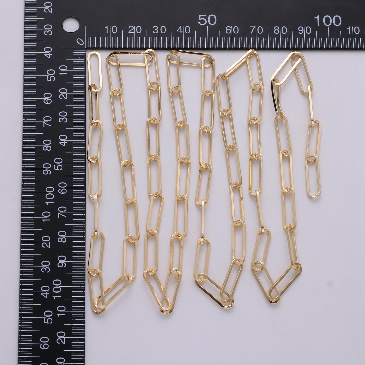 Chunky 24k gold filled elongated thick paper clip chain, rectangular 17mm x 4mm paperclip chain for jewelry making | roll-252