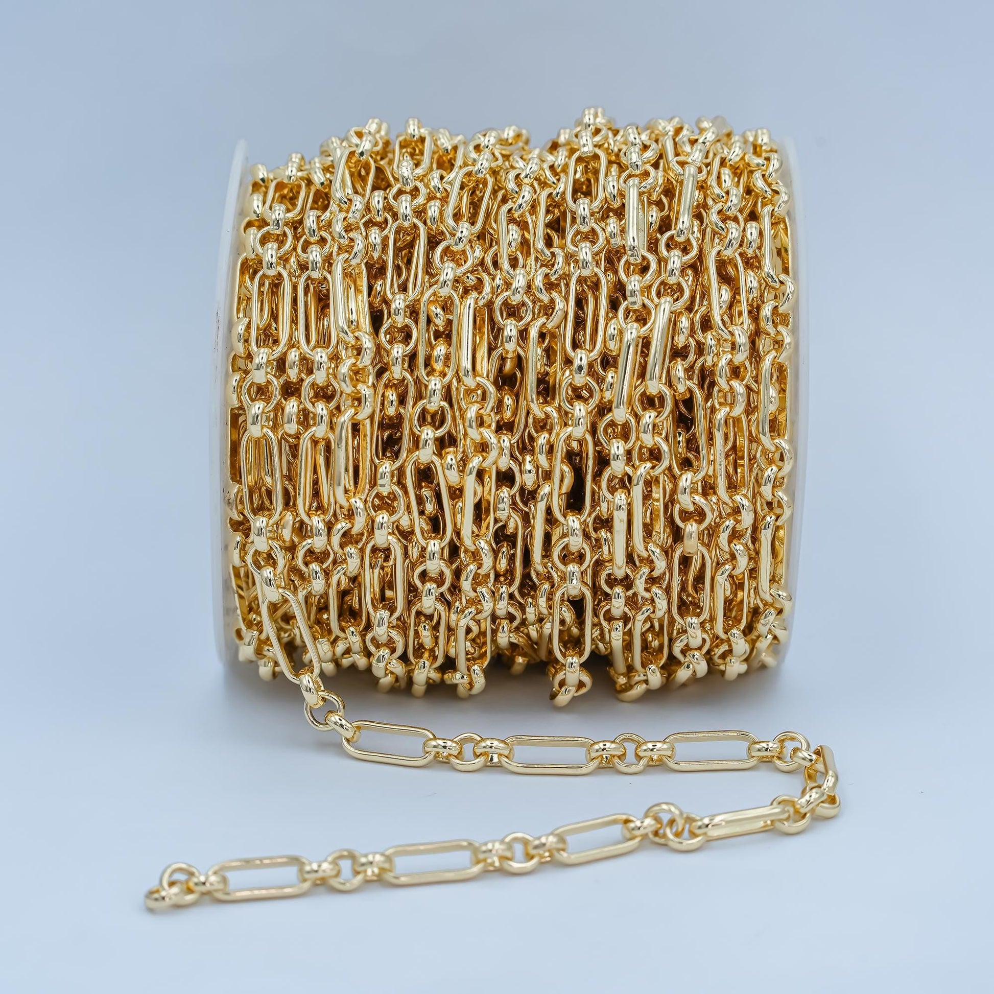 24K Gold Plated Figure 8 Chain by Yard, Gold Figure Eight Chain by Foot, Wholesale bulk Roll Chain for Jewelry Making, Size 12x5mm, 233
