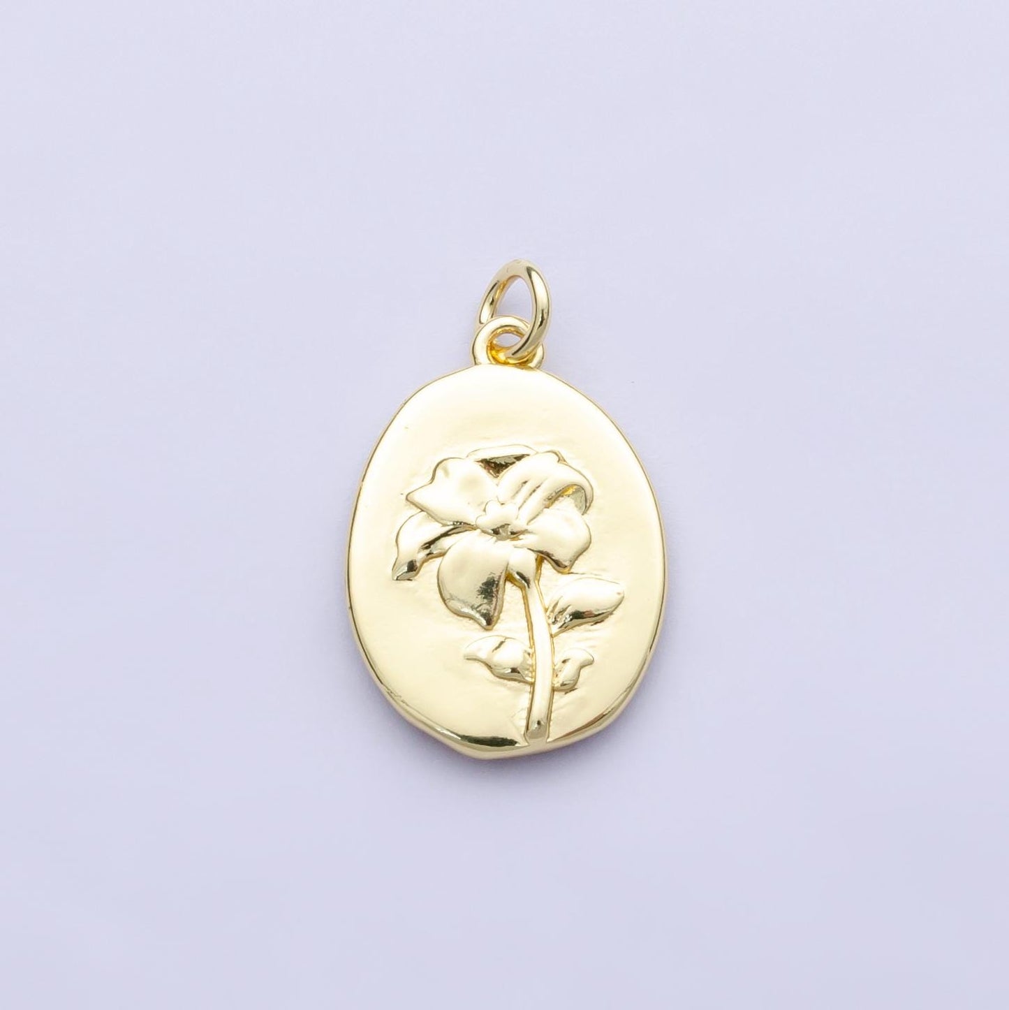 14k gold filled marigold october birth flower personalized hammered stamped double sided charm | ag253