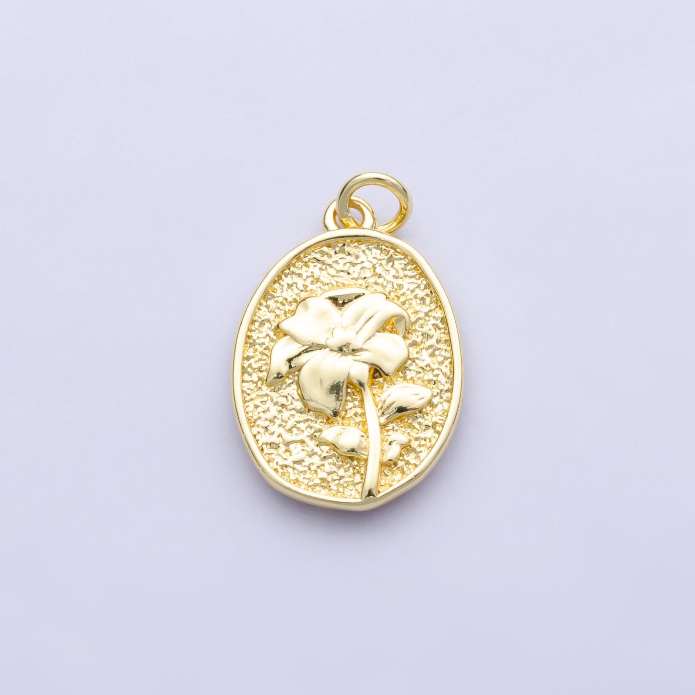 14k gold filled marigold october birth flower personalized hammered stamped double sided charm | ag253