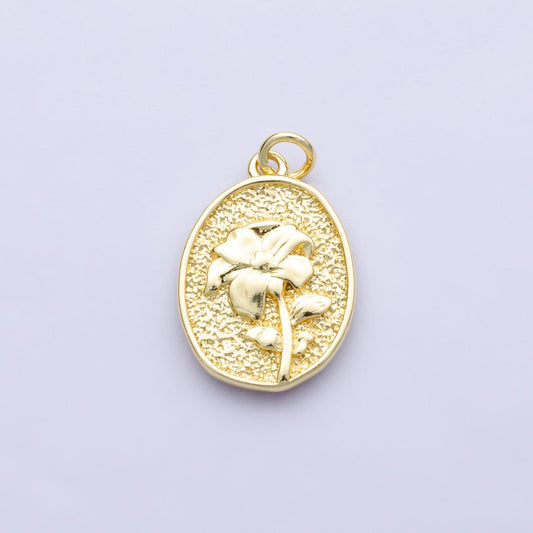 14k gold filled marigold october birth flower personalized hammered stamped double sided charm | ag253