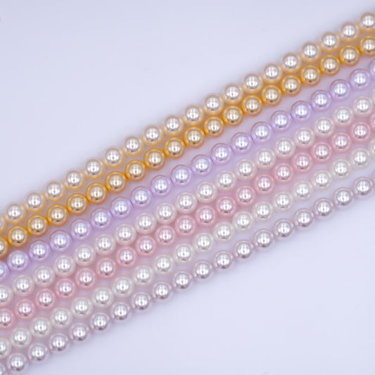 8mm Round Shell Pearl Bead Strand High Luster Synthetic Pearls for Jewelry Making, Necklace & Bracelet Craft Supplies Colorful Beads WA2991