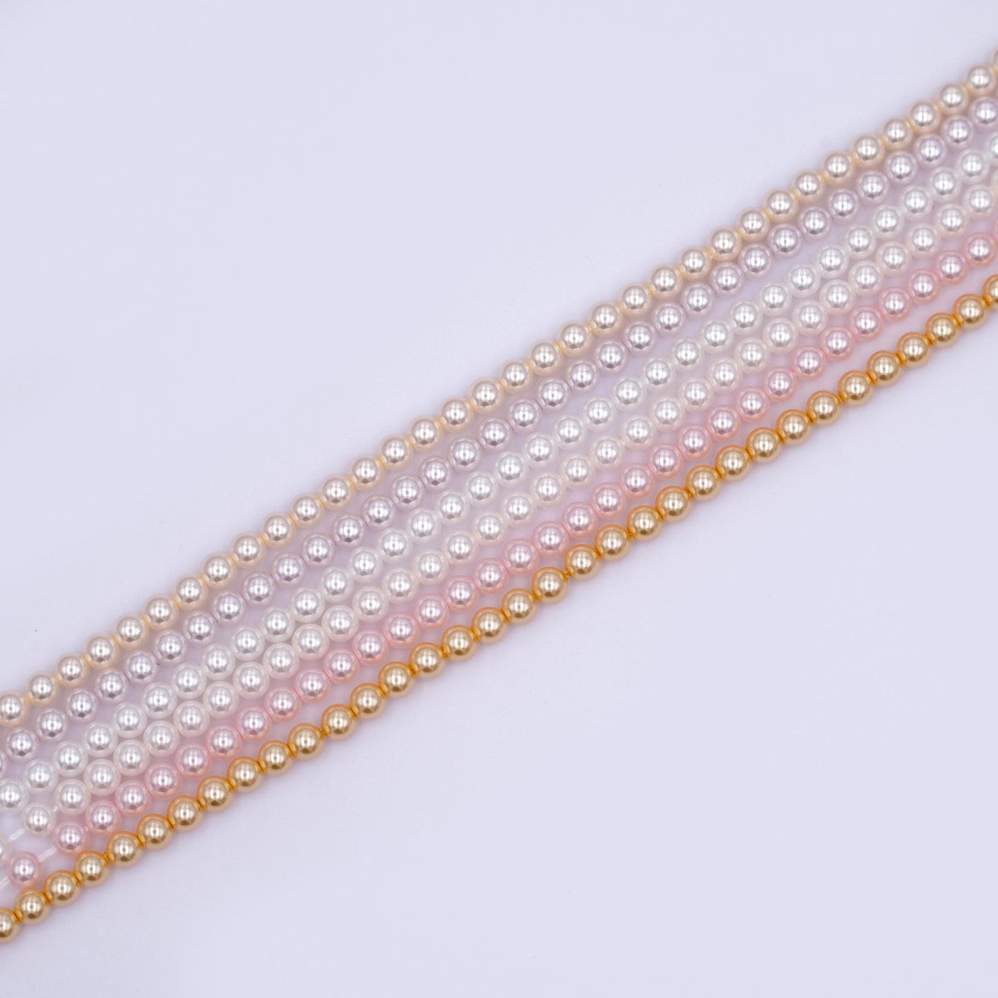 4mm Round Shell Pearl Bead Strand High Luster Synthetic Pearls for Jewelry Making, Necklace & Bracelet Craft Supplies Colorful Beads WA2987
