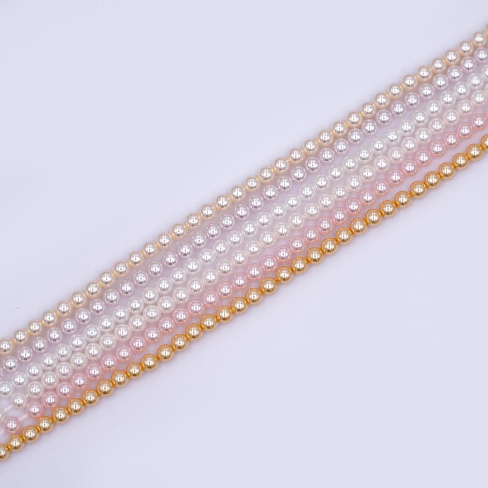 4mm Round Shell Pearl Bead Strand High Luster Synthetic Pearls for Jewelry Making, Necklace & Bracelet Craft Supplies Colorful Beads WA2987