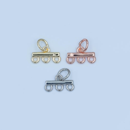 Mini Triple Strand Bracelet and Necklace Link and Charm Holder in Gold, Silver, Rose Gold Clasp Z1149