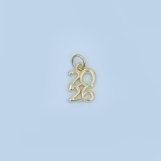 Dainty gold filled 2026 year letter charms pendant diy jewelry making charm for new years eve gift jewelry graduation hat ornament