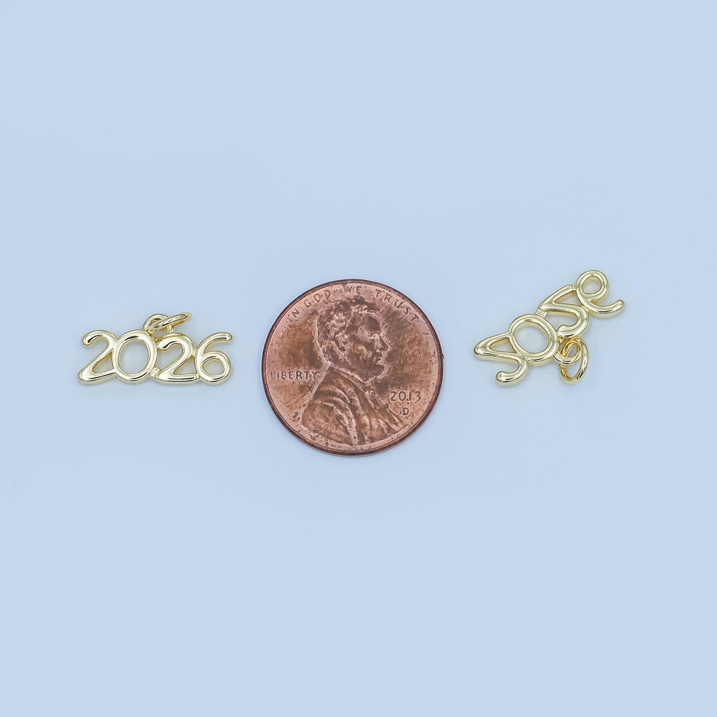 Dainty gold filled 2026 year silver number charms pendant diy jewelry making charm for new years eve gift jewelry graduation cap tassel