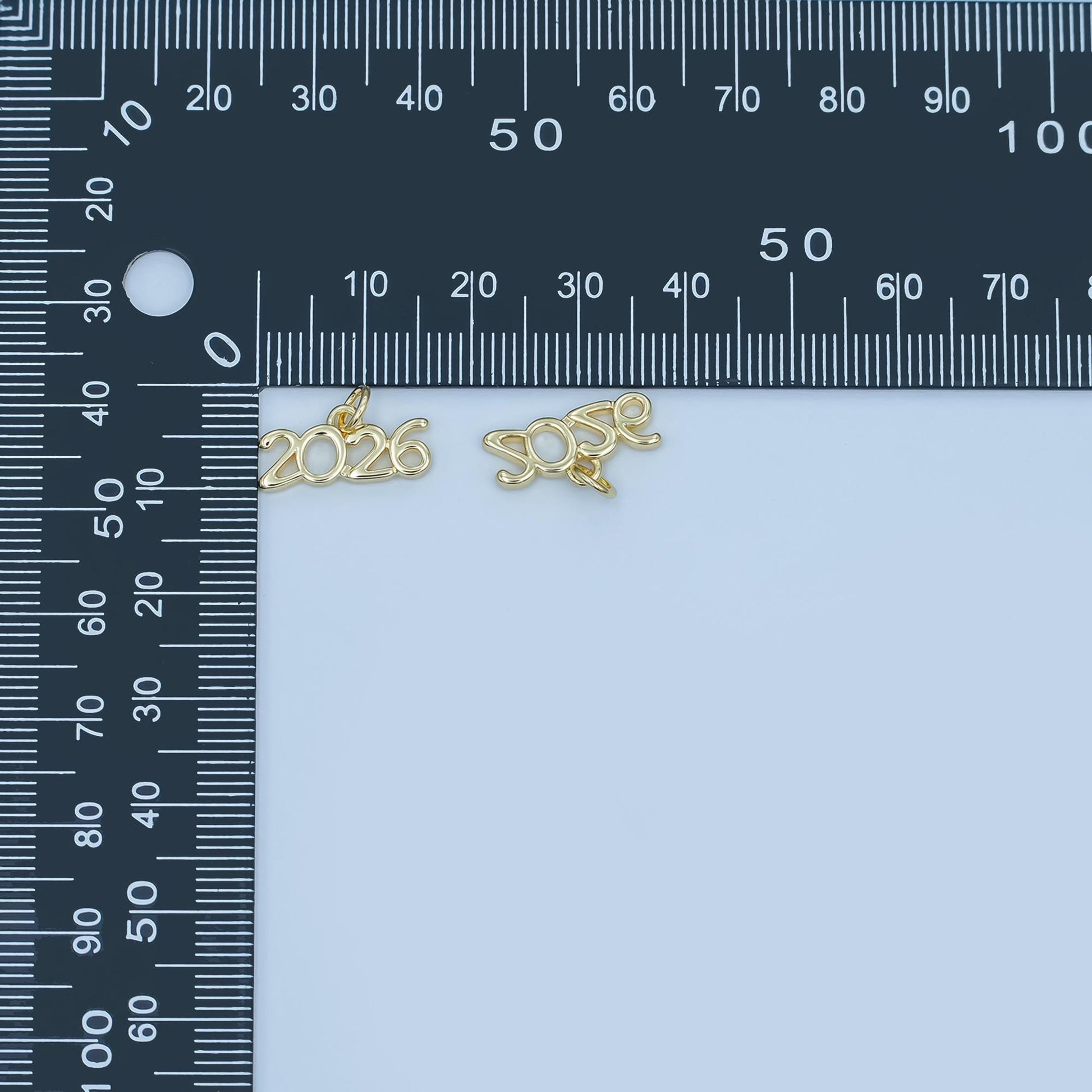 Dainty gold filled 2026 year silver number charms pendant diy jewelry making charm for new years eve gift jewelry graduation cap tassel