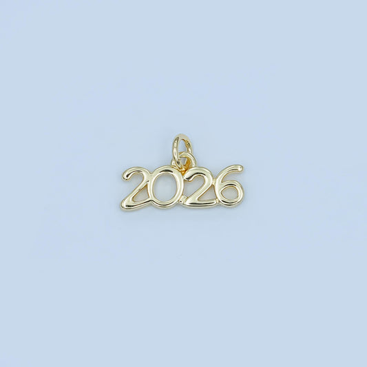 Dainty gold filled 2026 year silver number charms pendant diy jewelry making charm for new years eve gift jewelry graduation cap tassel