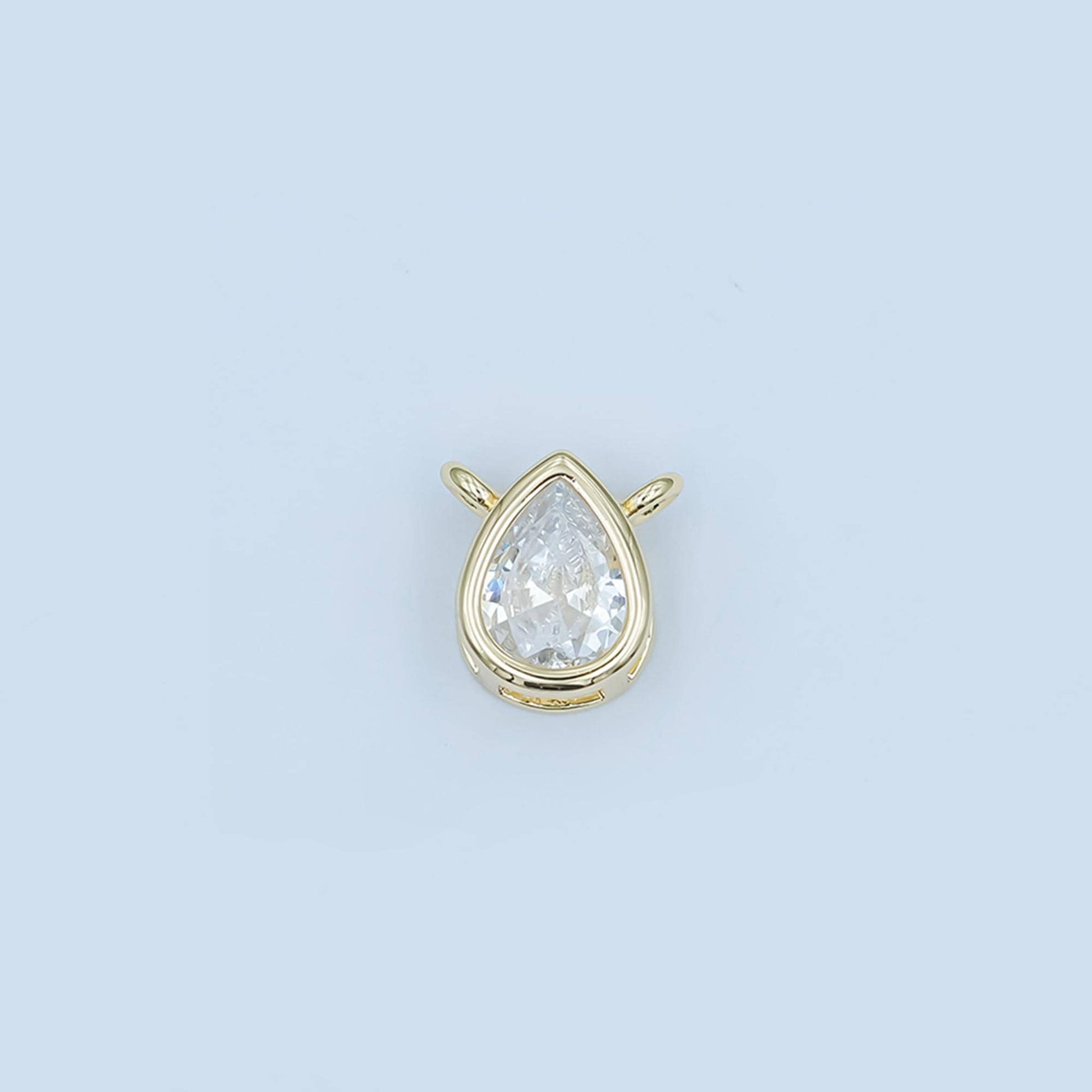 Mini gold tear drop centerpiece charm Bezel Cut teardrop Charm Connector for necklace bracelet component Y-013