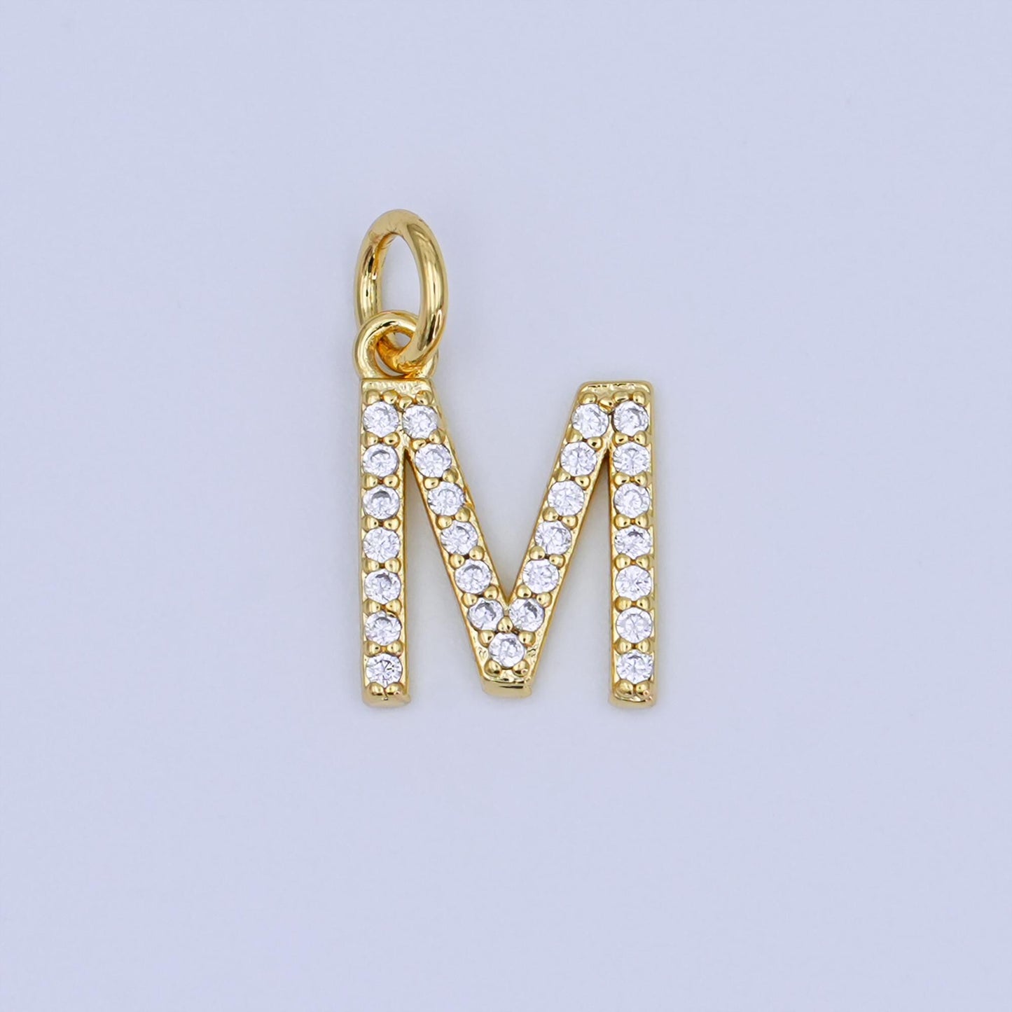 24k gold filled MOM Charm Micro Pave CZ Word for bracelet necklace component add on charm | N-045