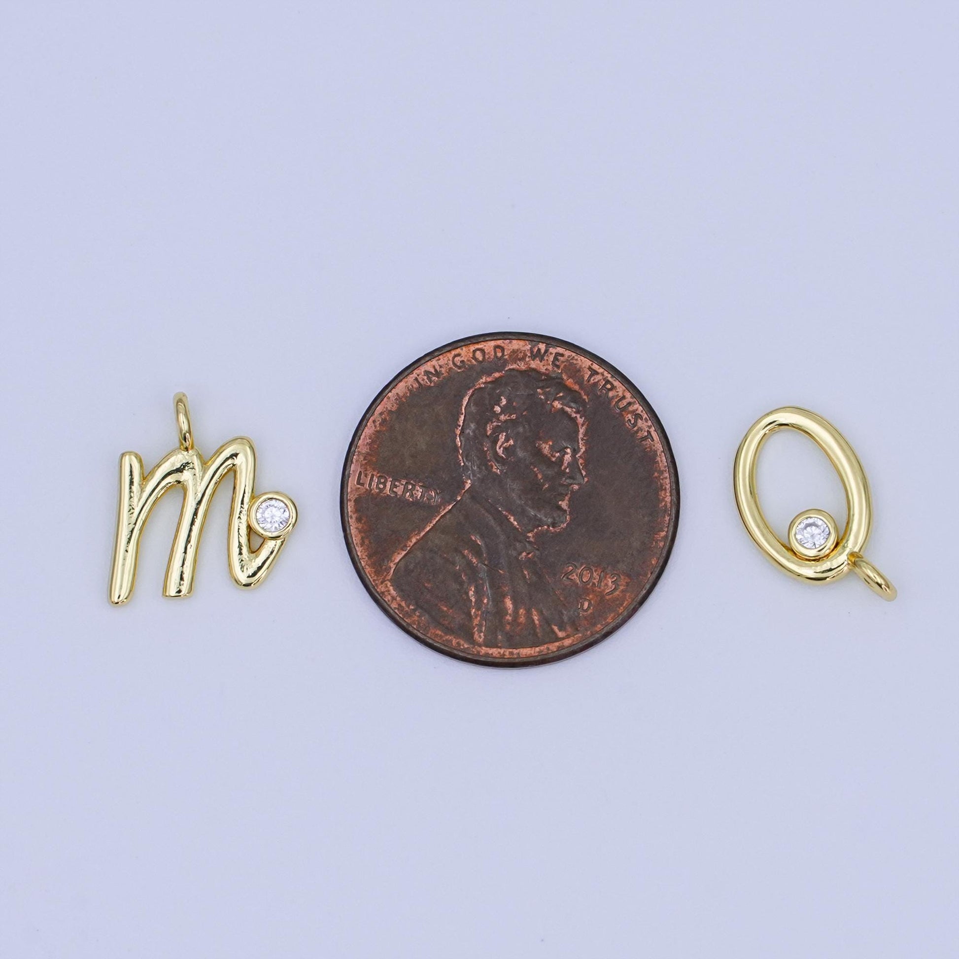 24k gold filled Cursive MOM Charm Micro Pave CZ Word for bracelet necklace component add on charm | N-048