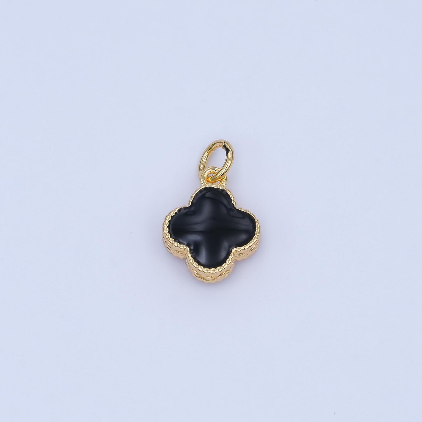Gold Clover Charm 14K Gold Filled Colorful Enamel Quatrefoil Pendant Lucky Charm | C-693