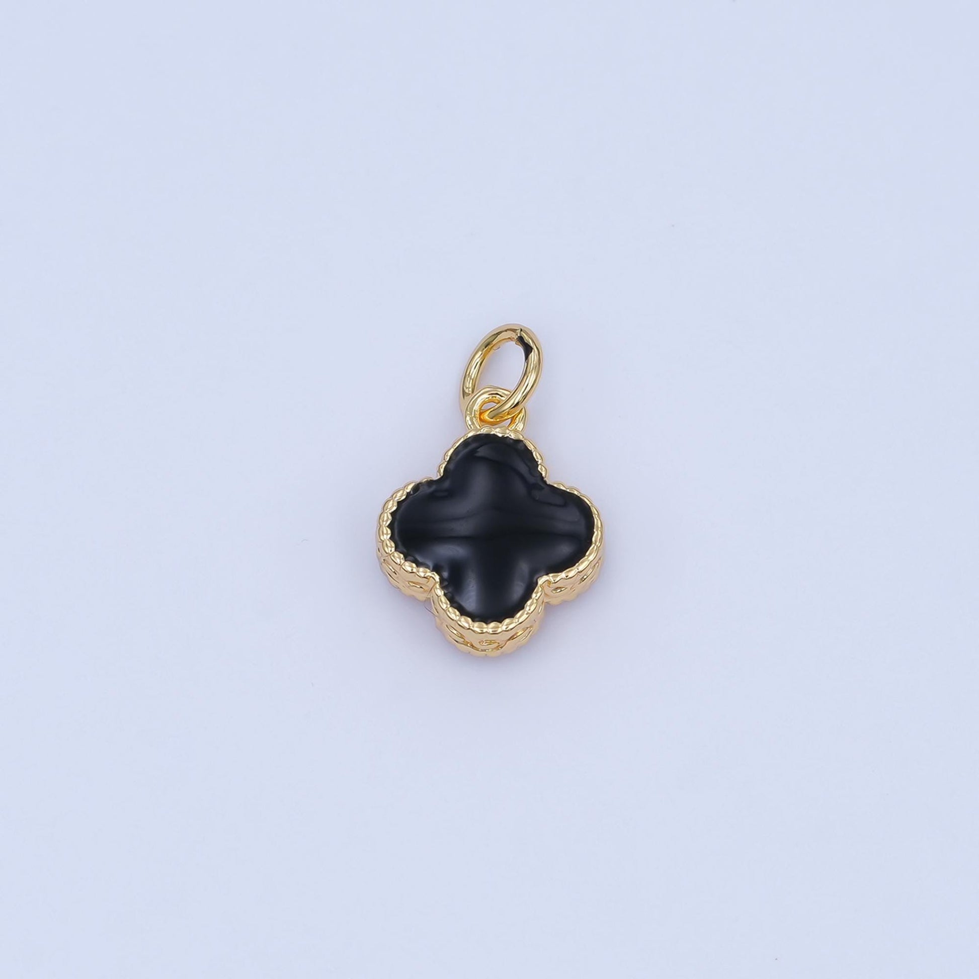 Gold Clover Charm 14K Gold Filled Colorful Enamel Quatrefoil Pendant Lucky Charm | C-693
