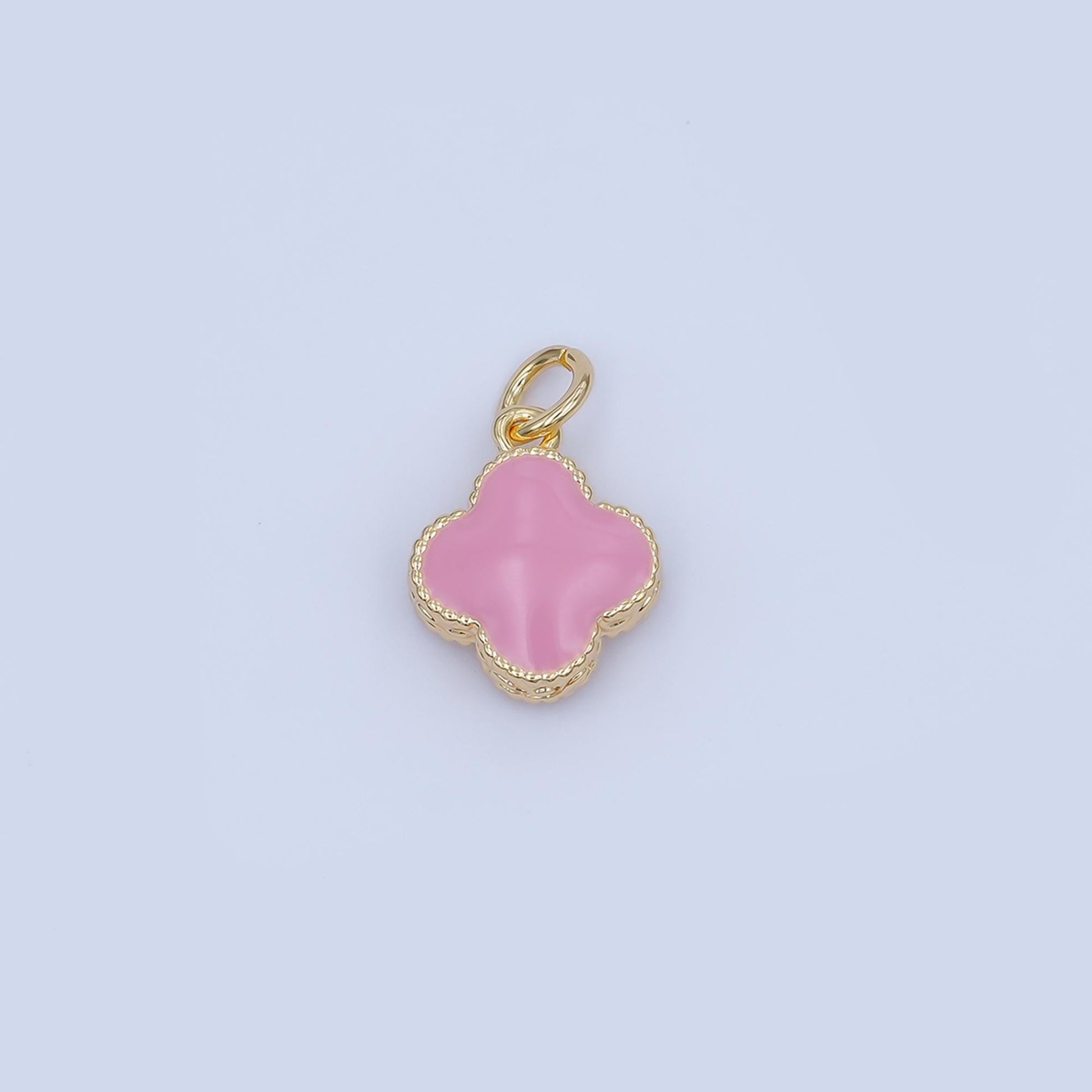 Gold Clover Charm 14K Gold Filled Colorful Enamel Quatrefoil Pendant Lucky Charm | C-693