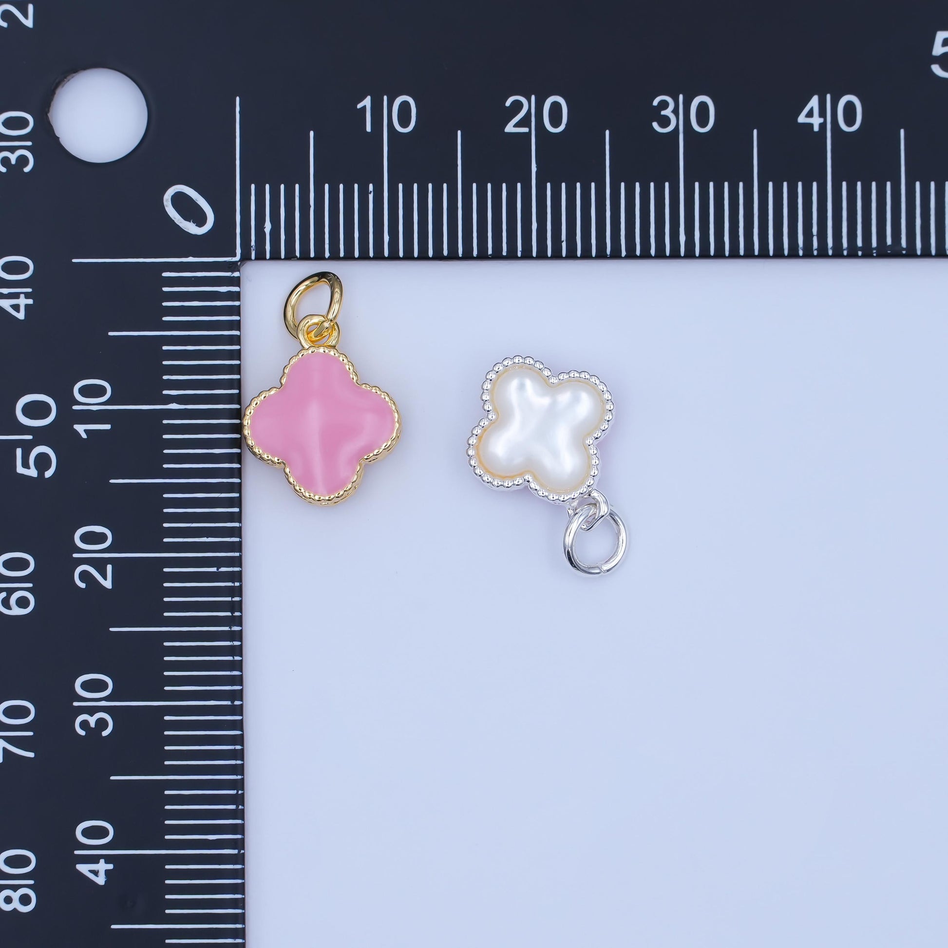 Gold Clover Charm 14K Gold Filled Colorful Enamel Quatrefoil Pendant Lucky Charm | C-693
