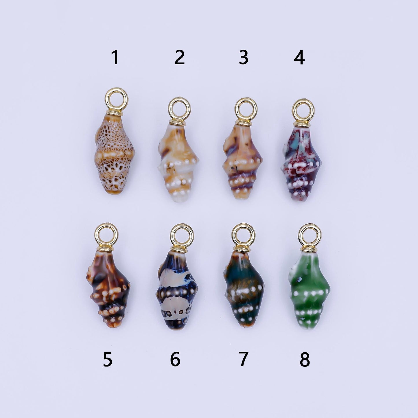 Mini Ceramic Conch Sea Shell Pendant 24K Gold Filled Under the Sea Snail Conch Flyspeck Cerith Shell Summer Beach Charm | N-104