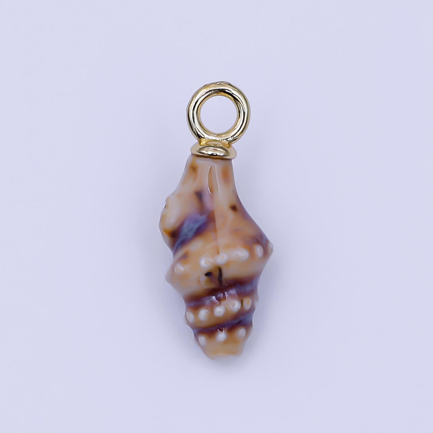 Mini Ceramic Conch Sea Shell Pendant 24K Gold Filled Under the Sea Snail Conch Flyspeck Cerith Shell Summer Beach Charm | N-104