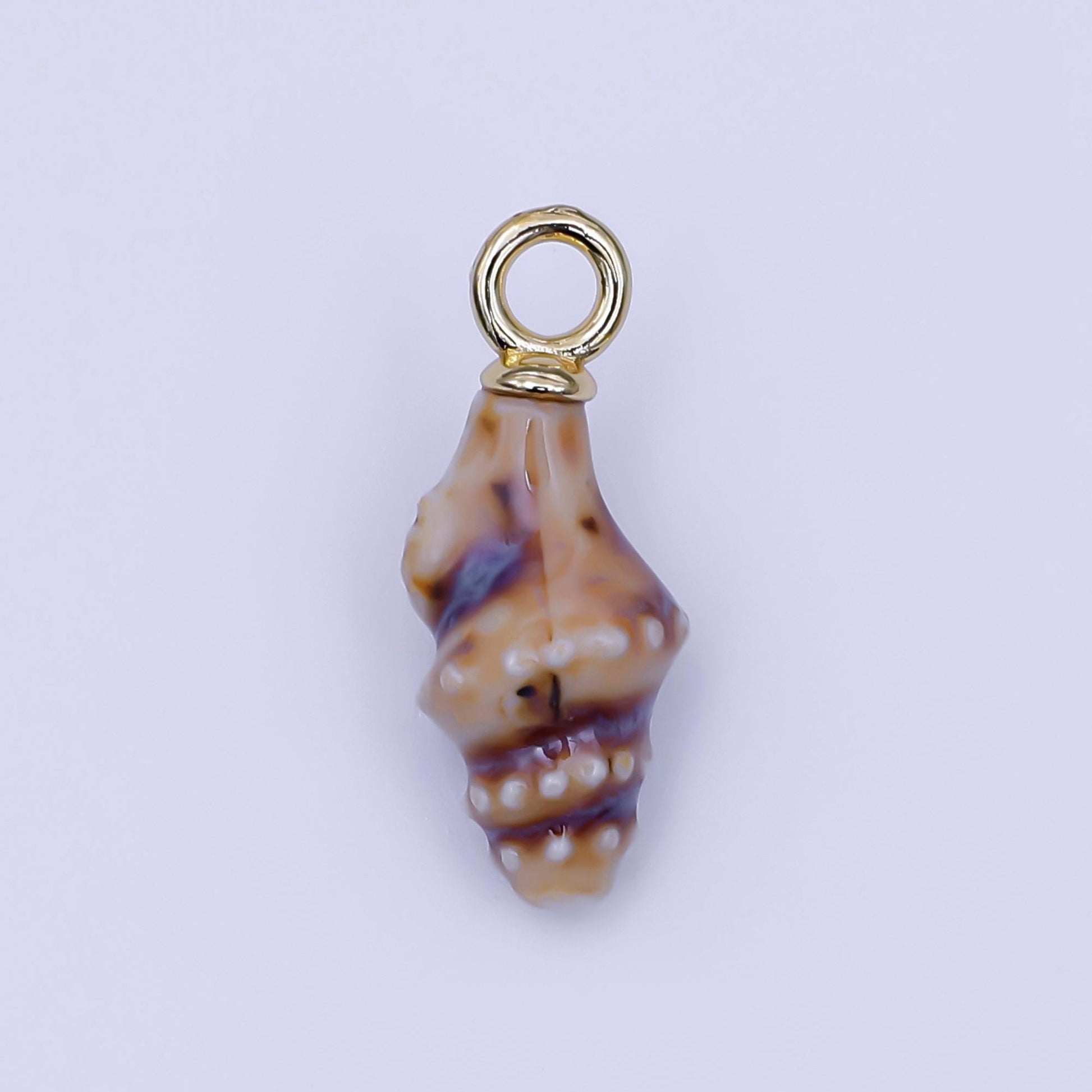 Mini Ceramic Conch Sea Shell Pendant 24K Gold Filled Under the Sea Snail Conch Flyspeck Cerith Shell Summer Beach Charm | N-104