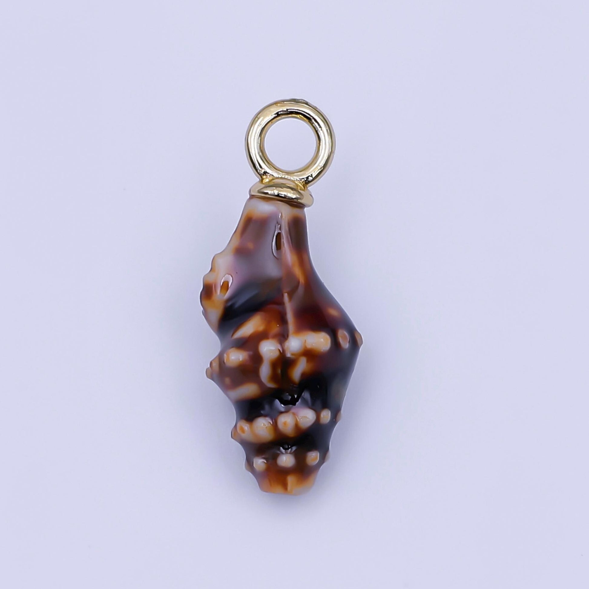 Mini Ceramic Conch Sea Shell Pendant 24K Gold Filled Under the Sea Snail Conch Flyspeck Cerith Shell Summer Beach Charm | N-104