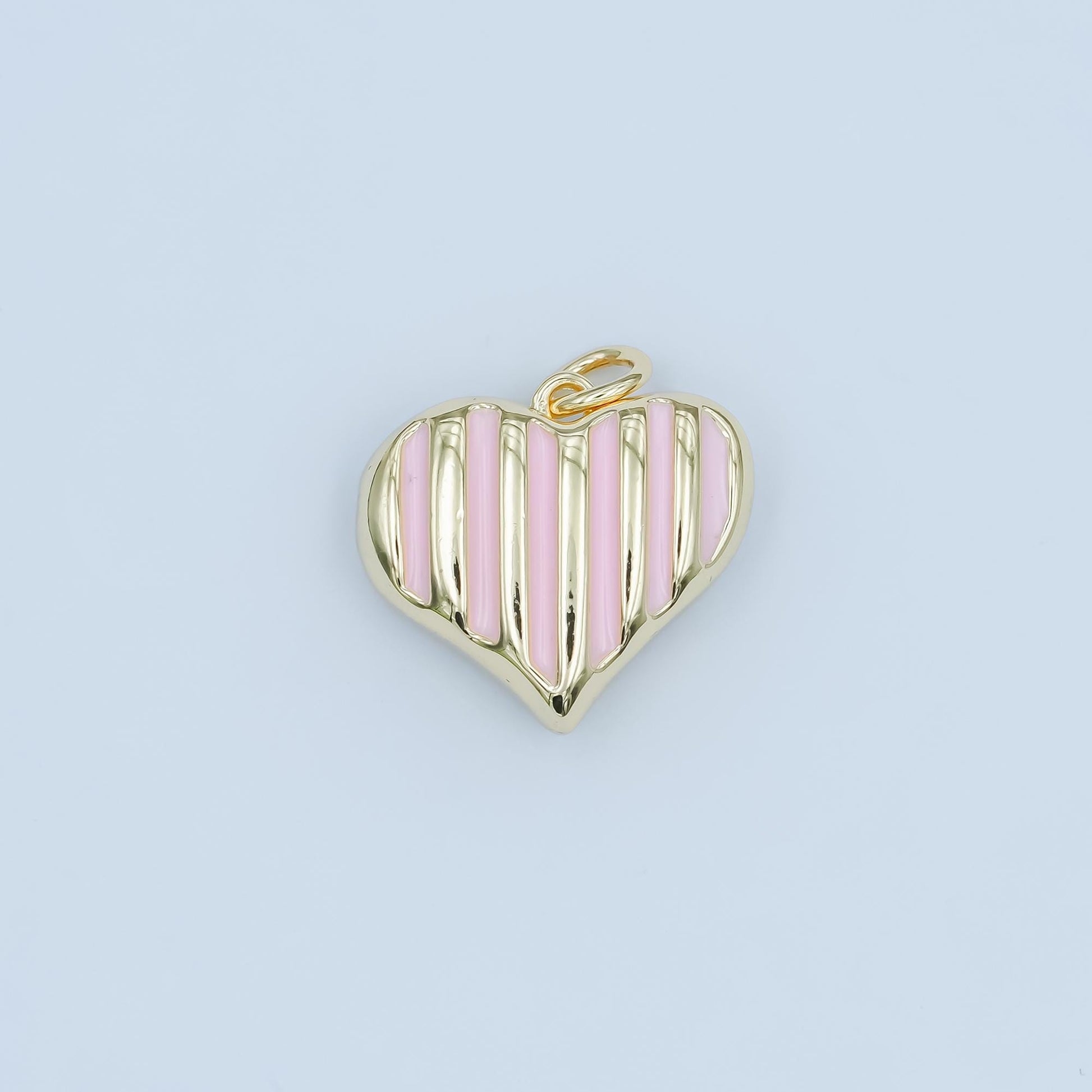 24k gold fill enamel heart shaped pendant Zebra Print Heart Charm Pink Black Stripes Pendant N135