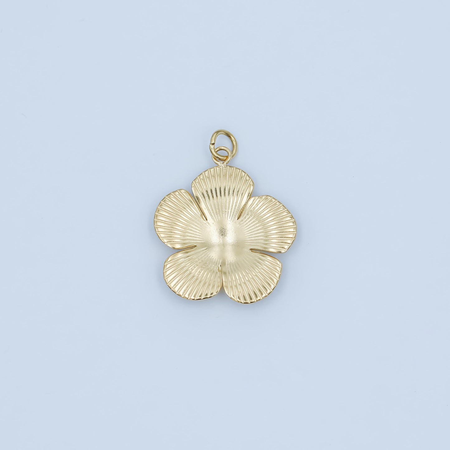 Stainless Steel Flower Charm Radiant Charm for Necklace Earring Component Hibiscus Pendant | P-791