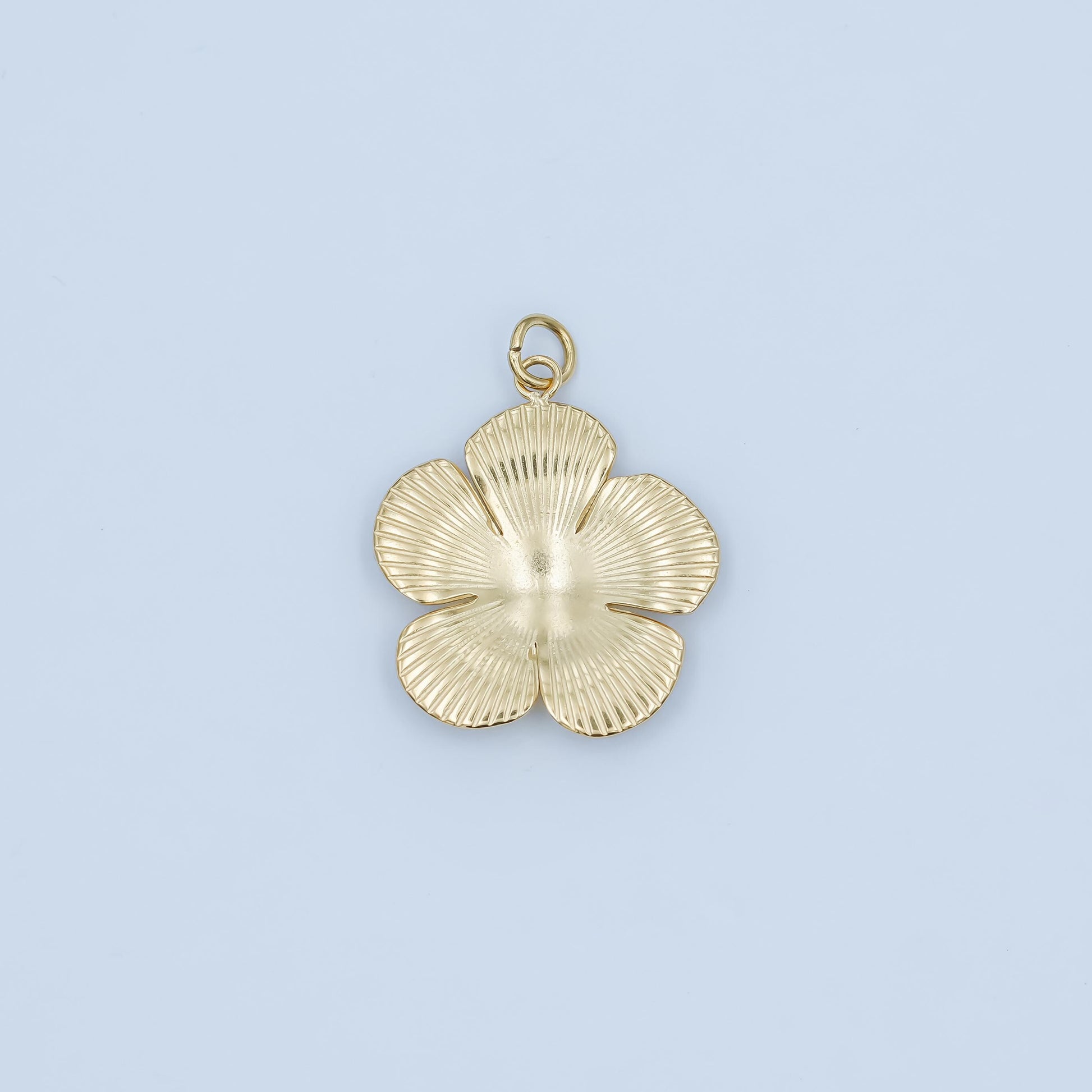 Stainless Steel Flower Charm Radiant Charm for Necklace Earring Component Hibiscus Pendant | P-791
