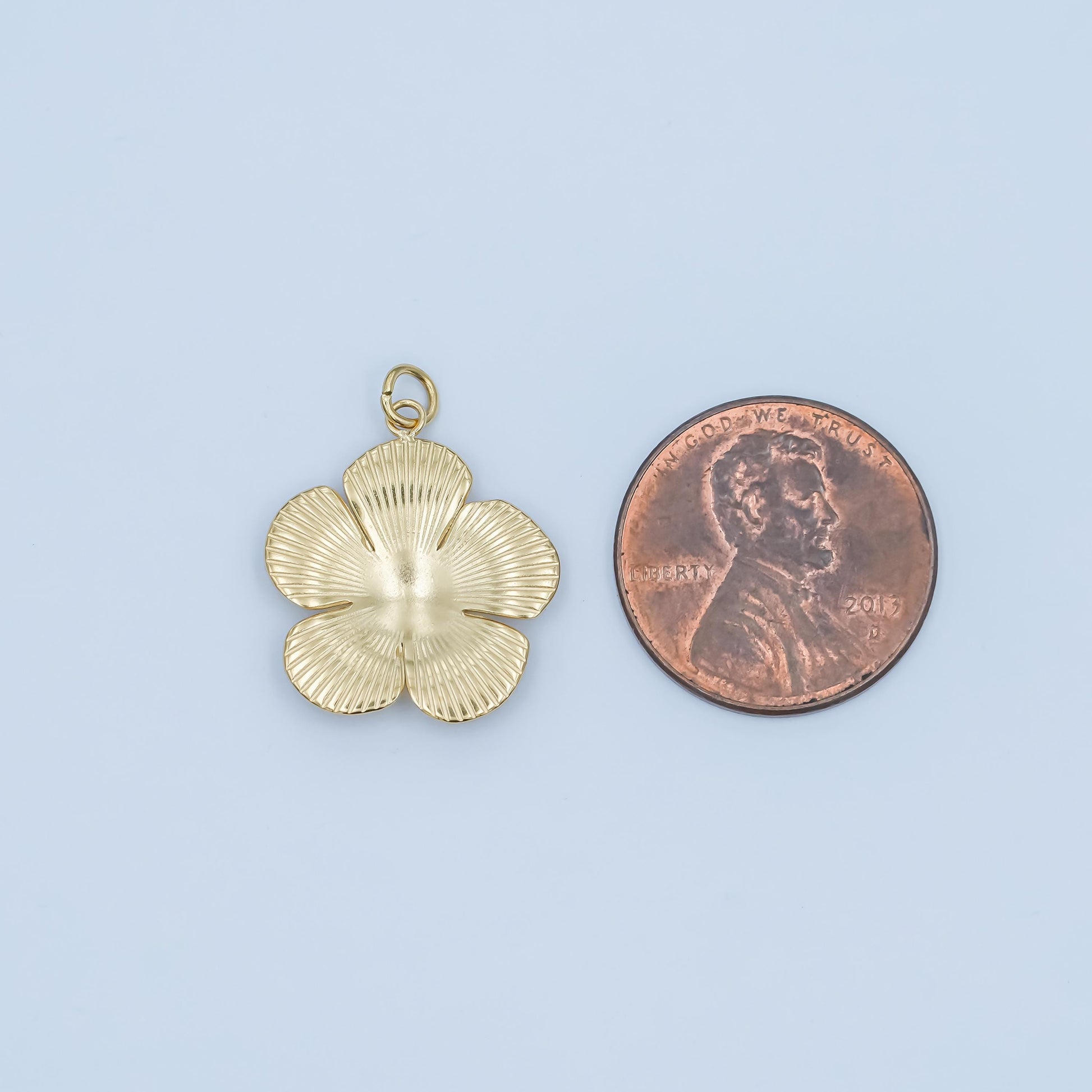 Stainless Steel Flower Charm Radiant Charm for Necklace Earring Component Hibiscus Pendant | P-791