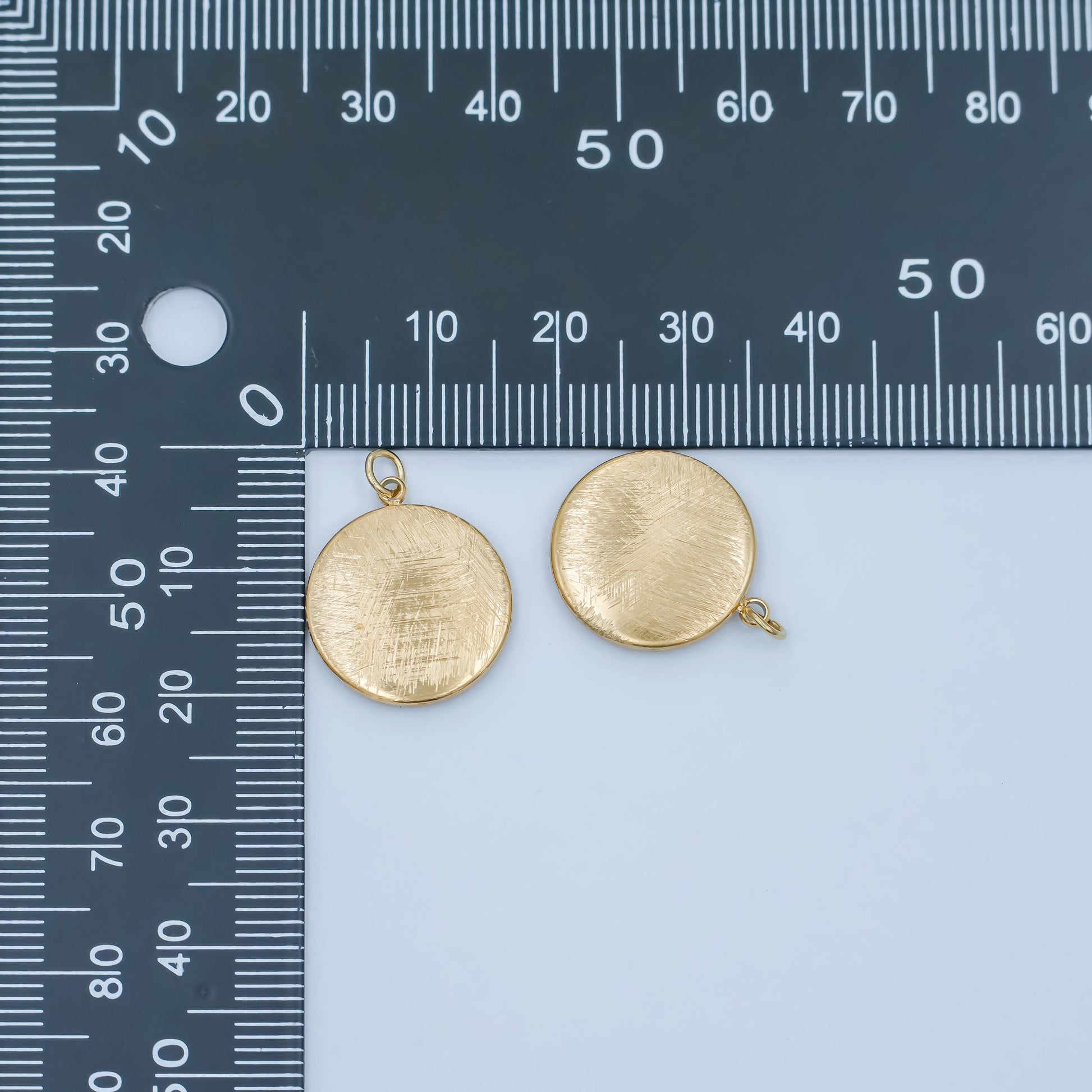 Stainless Steel Coin Line-Textured Geometric Charm for Necklace Earring Component | P-782