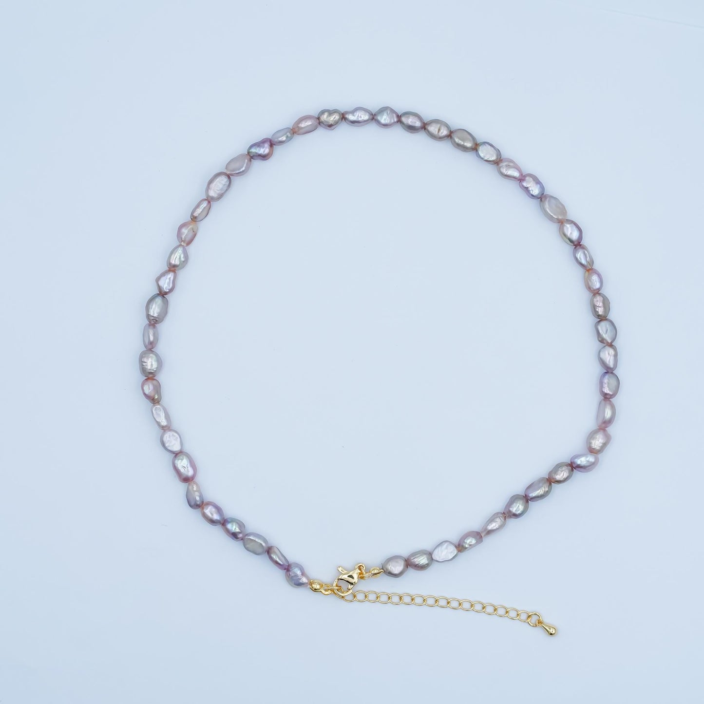 Handmade 5.5mm natural freshwater mauve pink pearl choker necklace 14.5 inch + 2 inch extender for layering necklace WA-3068