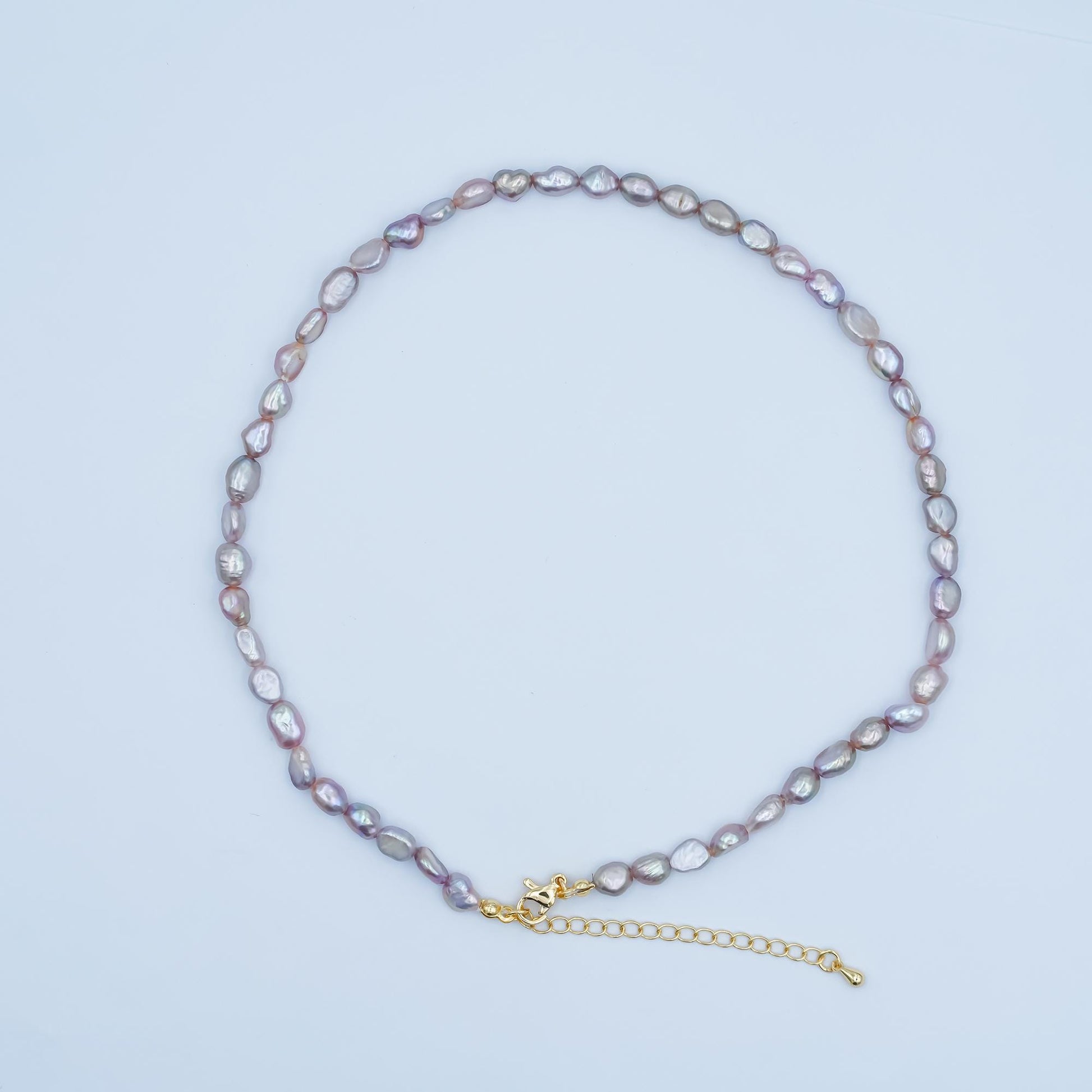 Handmade 5.5mm natural freshwater mauve pink pearl choker necklace 14.5 inch + 2 inch extender for layering necklace WA-3068