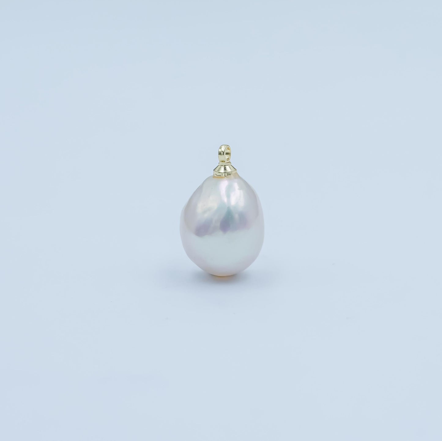 24K Gold Filled 10mm White Baroque Round Freshwater Pearl Charm | P1644