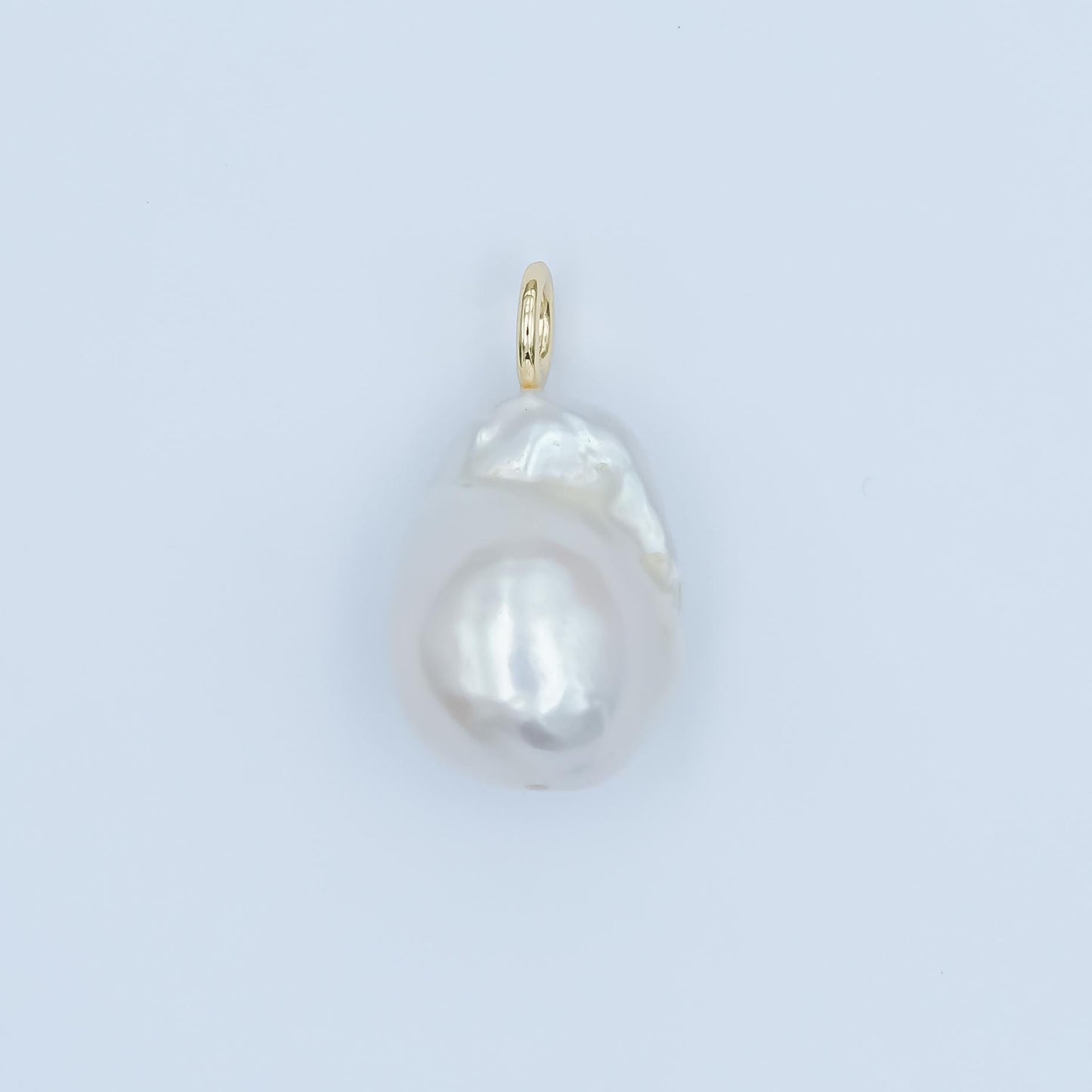 Dainty White Pearl approx. 29 x 13mm dainty baroque white round pearl pendant necklace 24k gold filled pendant P-1638
