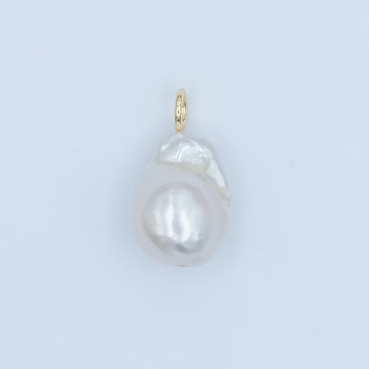 Dainty White Pearl approx. 29 x 13mm dainty baroque white round pearl pendant necklace 24k gold filled pendant P-1638