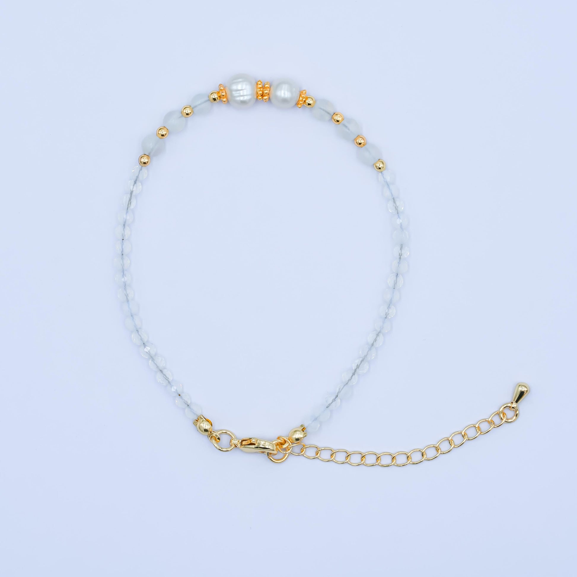 Handcrafted Mix Gemstone Beaded Minimalist Small Glass Beads Bracelet / Anklet 7.7 inch + 2 inch Waterproof Layer Summer Jewelry WA2892