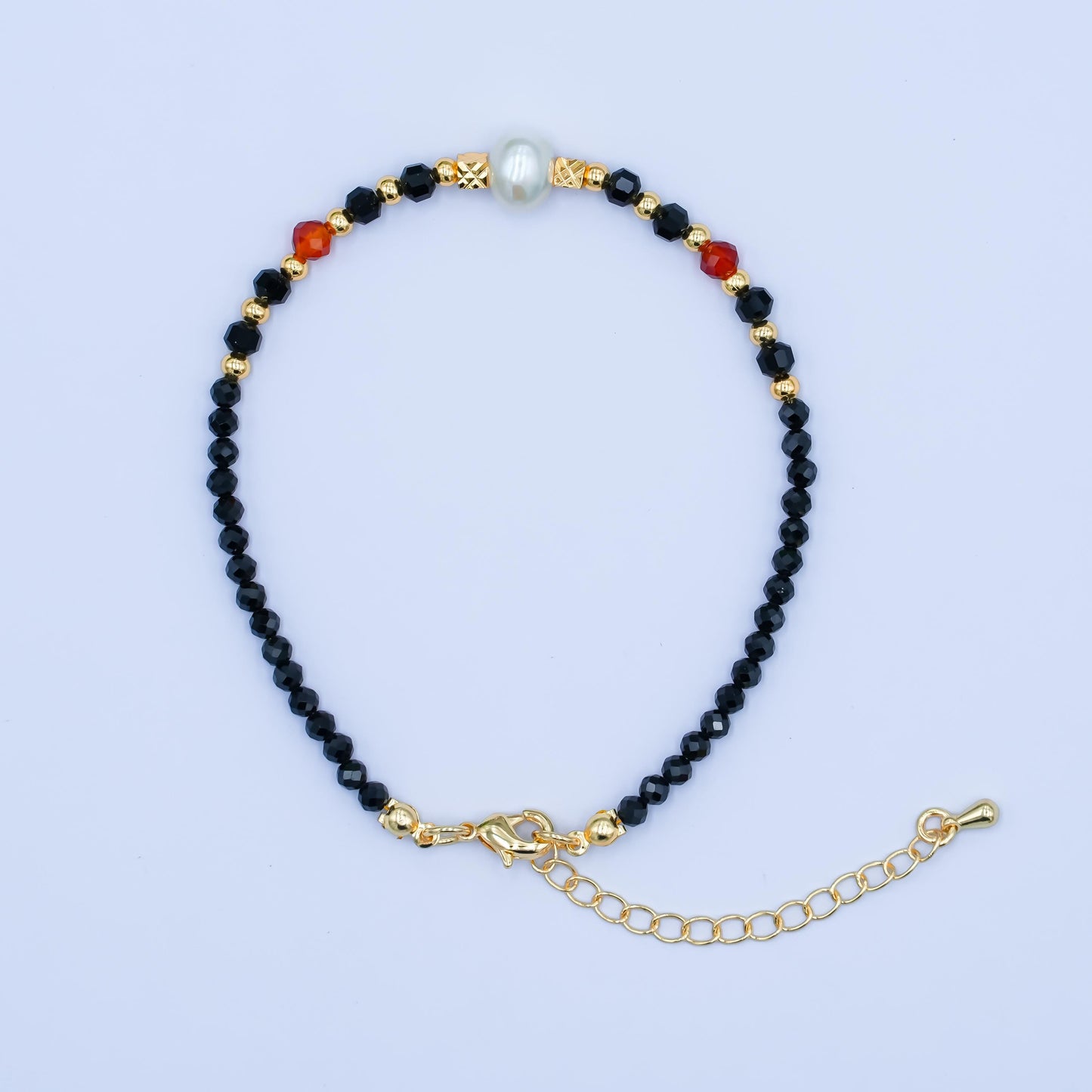 Handcrafted Mix Gemstone Beaded Minimalist Small Glass Beads Bracelet / Anklet 7.7 inch + 2 inch Waterproof Layer Summer Jewelry WA2892