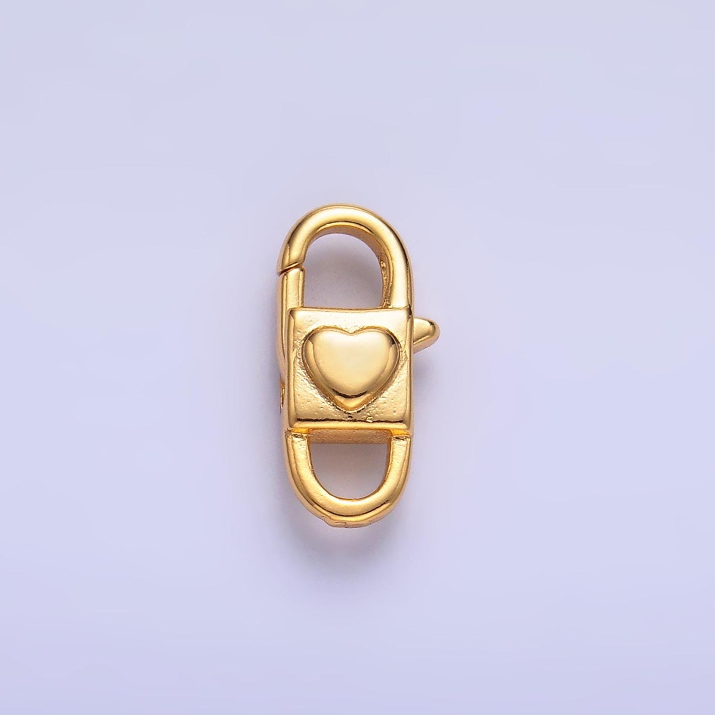 14k gold fileld small rectangular lobster clasp - unique square with Heart Design style for end clasp necklace bracelet component Z-1081