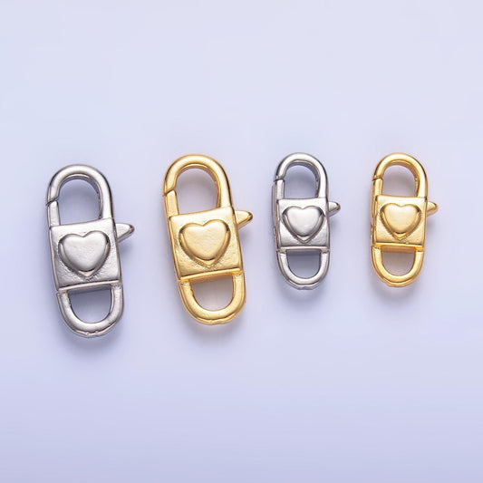 14k gold fileld small rectangular lobster clasp - unique square with Heart Design style for end clasp necklace bracelet component Z-1081