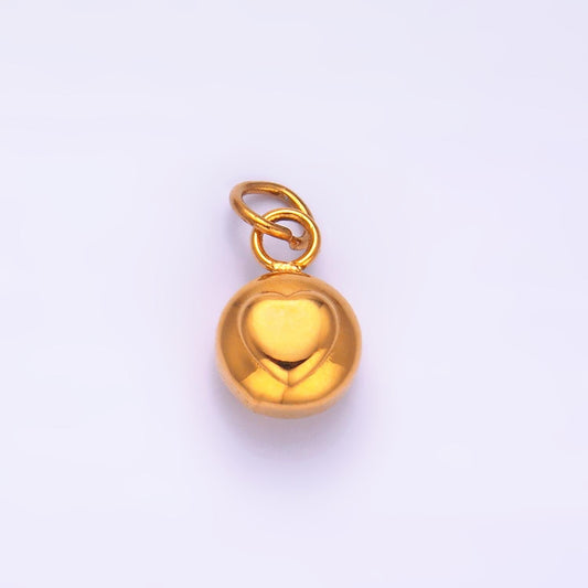 Mini PVD Gold Stainless Steel Round Ball Heart Charm Love Jewelry Making Supply Tarnish Free | P-754