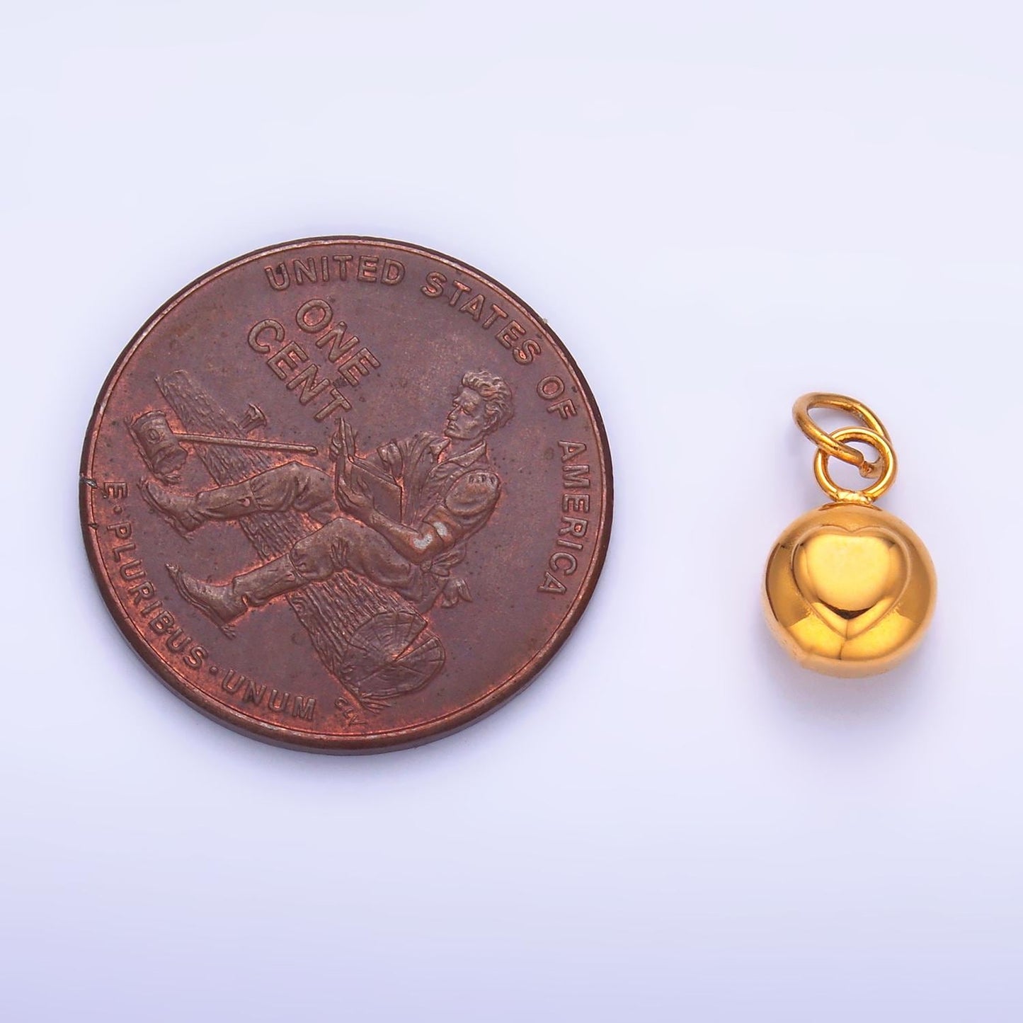Mini PVD Gold Stainless Steel Round Ball Heart Charm Love Jewelry Making Supply Tarnish Free | P-754