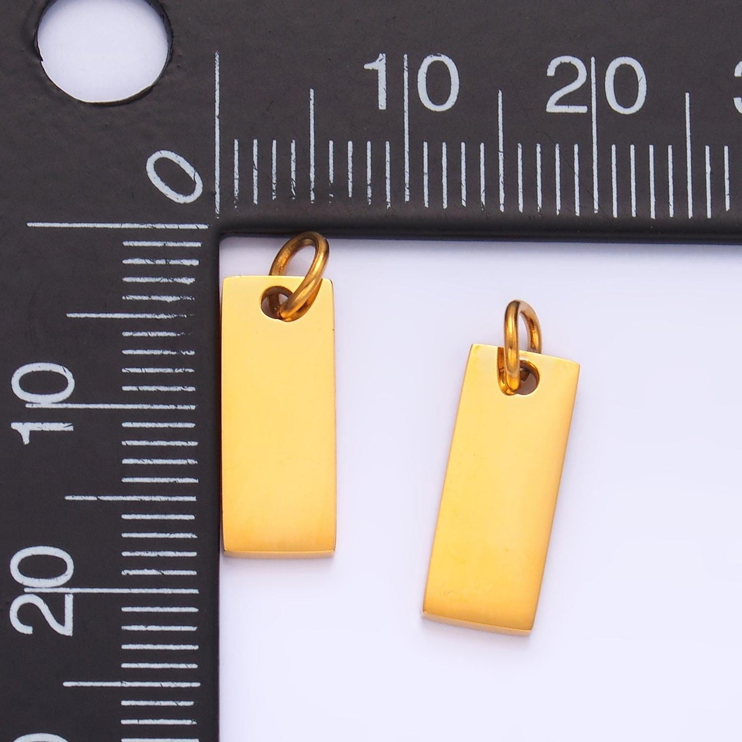 Mini PVD Gold Stainless Steel Mini Tag Charm Rectangle Jewelry Making Supply Tarnish Free | P-768
