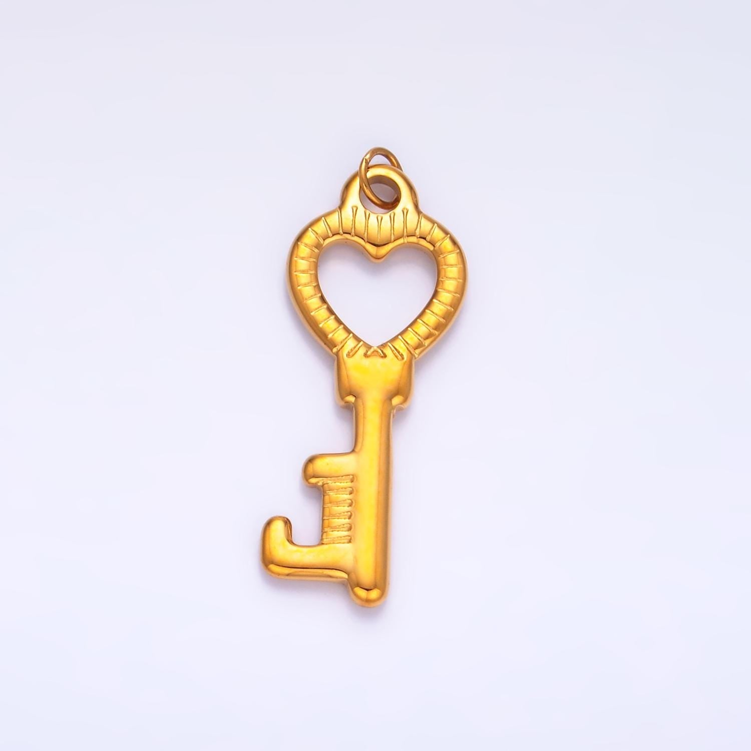 Mini PVD Gold Stainless Steel Key Charm Lock Jewelry Making Supply Tarnish Free | P-789