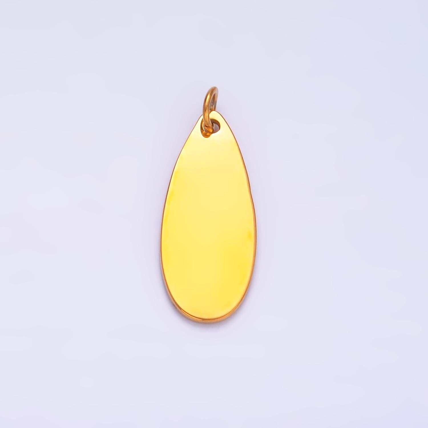 Mini PVD Gold Stainless Steel Mini Tag Charm Tear Drop Jewelry Making Supply Tarnish Free | P-780