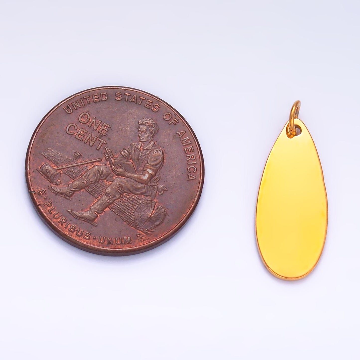 Mini PVD Gold Stainless Steel Mini Tag Charm Tear Drop Jewelry Making Supply Tarnish Free | P-780