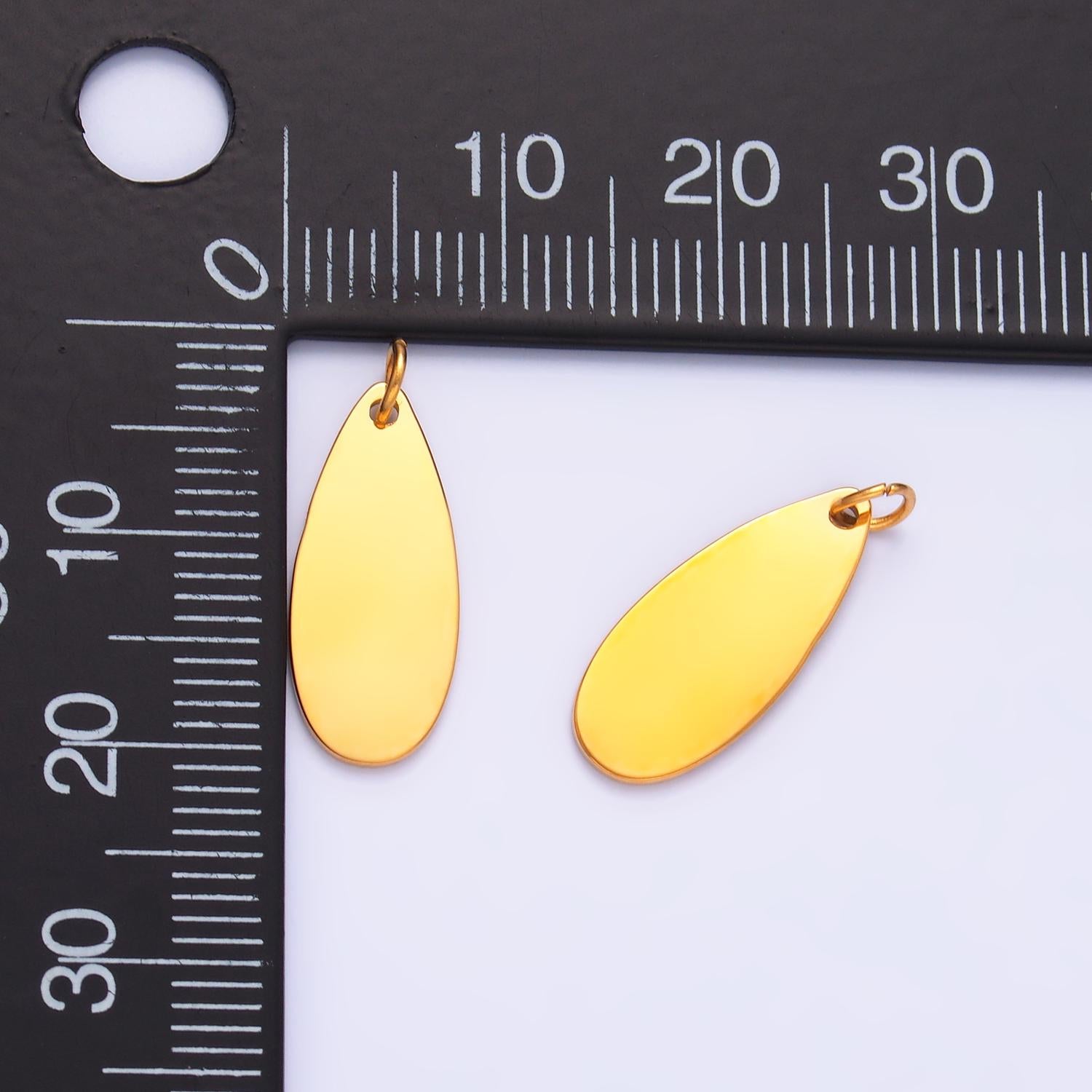 Mini PVD Gold Stainless Steel Mini Tag Charm Tear Drop Jewelry Making Supply Tarnish Free | P-780