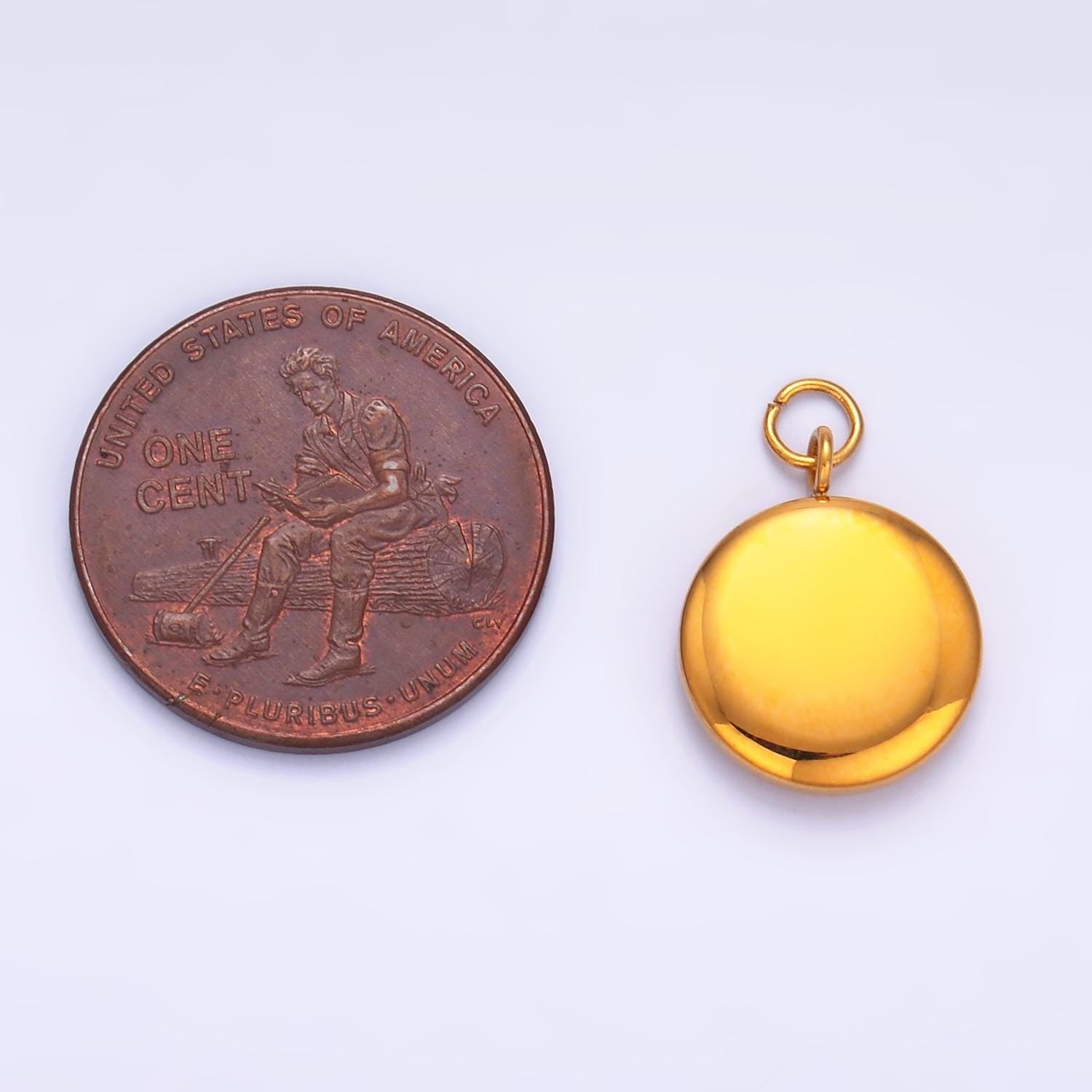 Mini PVD Gold Stainless Steel Mini Tag Charm Round Jewelry Making Supply Tarnish Free | P-758