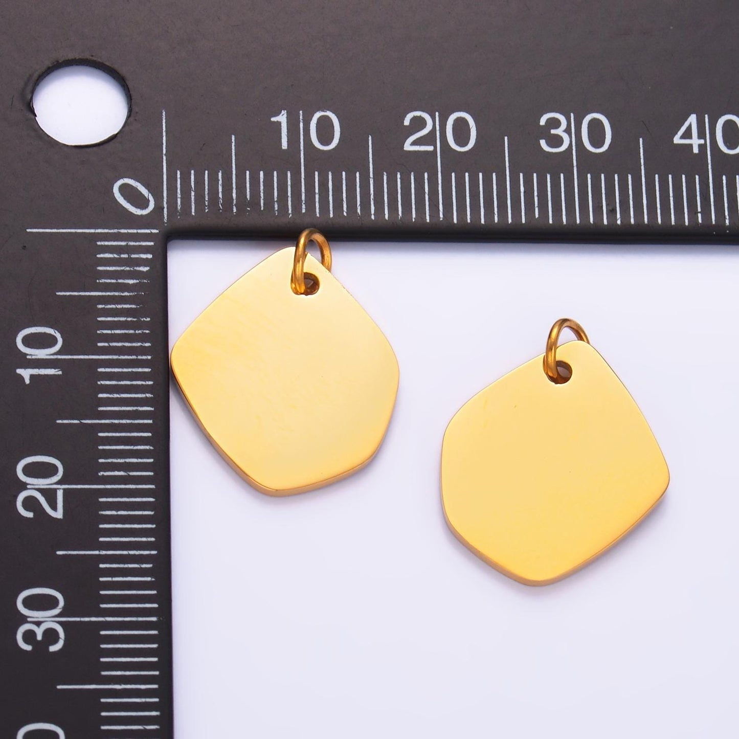 Mini PVD Gold Stainless Steel Mini Tag Charm Abstract Geometric Jewelry Making Supply Tarnish Free | P-784
